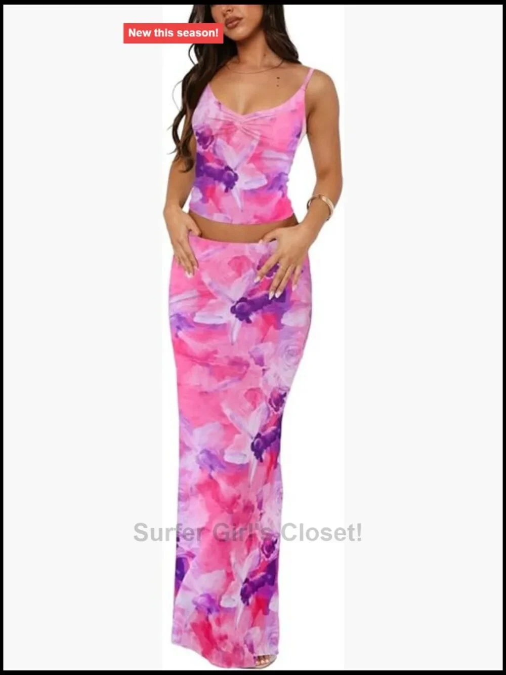 Two Piece Skirt Set Women Sleeveless Bodycon Maxi Skirt Outfit